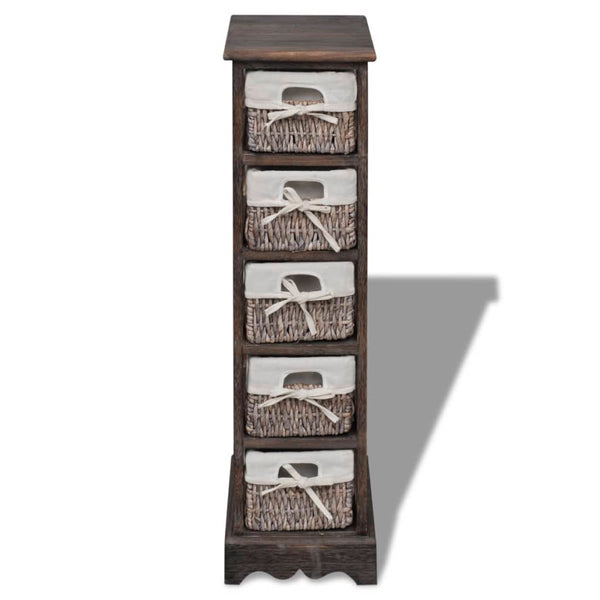 vidaXL Wooden Basket Shelf with 5 Baskets Brown