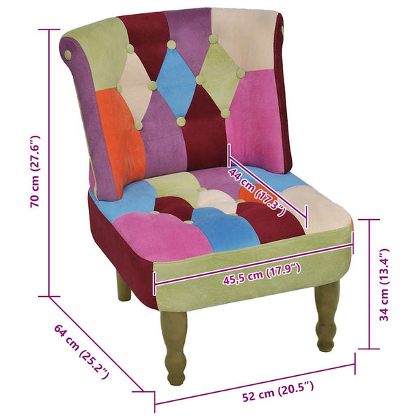vidaXL French Patchwork Fabric Chair