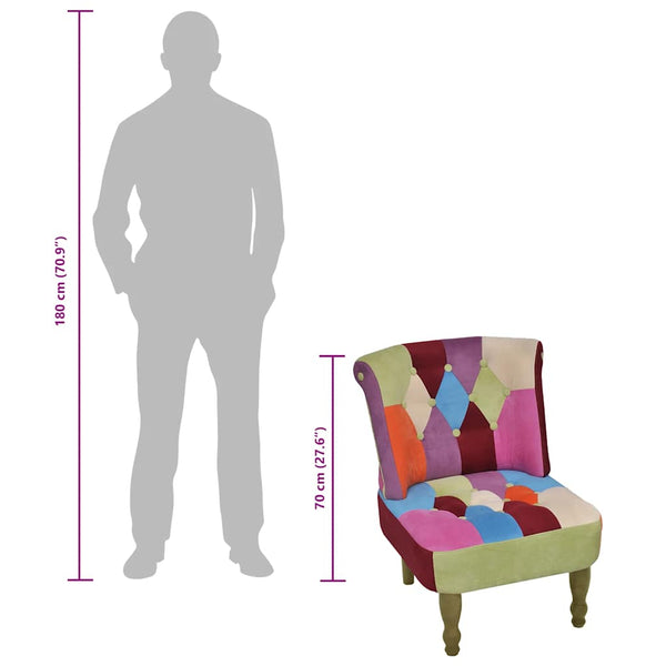 vidaXL French Patchwork Fabric Chair
