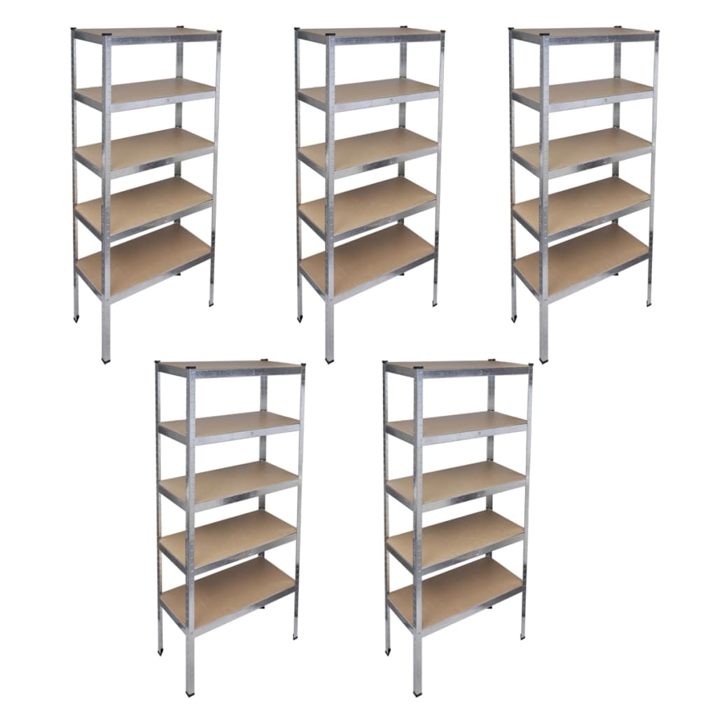 5x Boltless Shelf Unit Storage Rack Heavy Duty Shelf Workshop Shelf