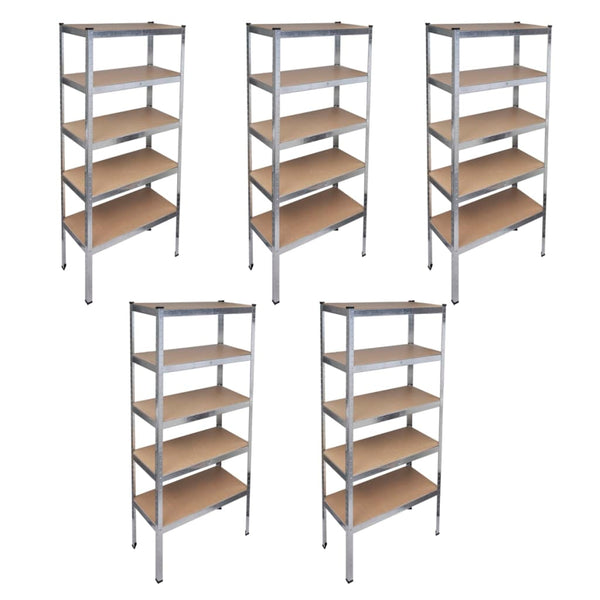 5x Boltless Shelf Unit Storage Rack Heavy Duty Shelf Workshop Shelf