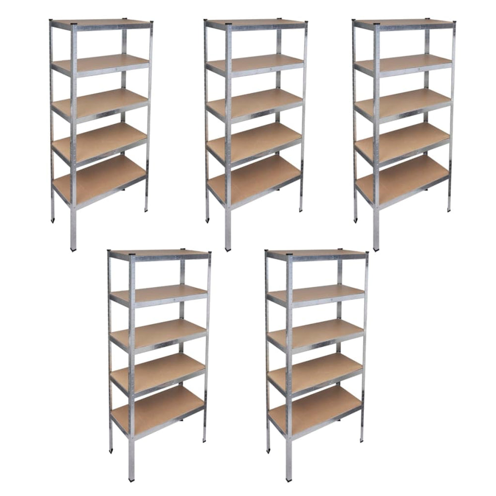 5x Boltless Shelf Unit Storage Rack Heavy Duty Shelf Workshop Shelf