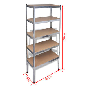 5x Boltless Shelf Unit Storage Rack Heavy Duty Shelf Workshop Shelf