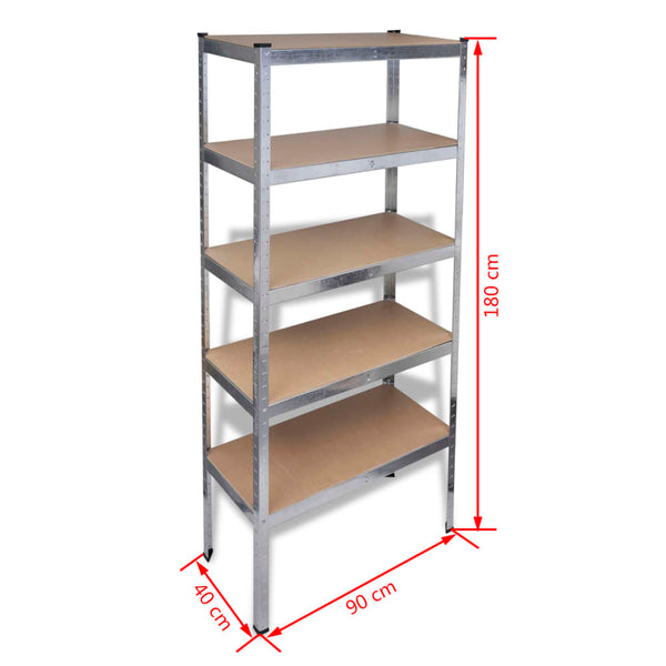 5x Boltless Shelf Unit Storage Rack Heavy Duty Shelf Workshop Shelf