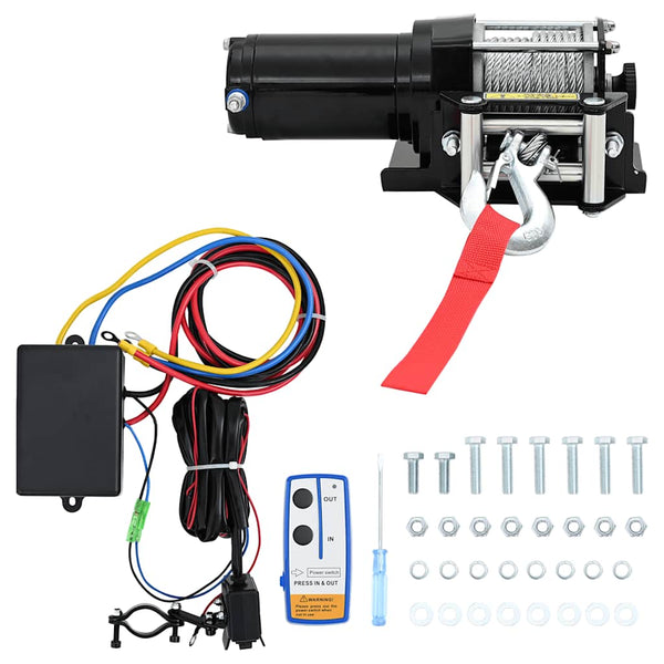 vidaXL 12 V Electric Winch 1360 kg + Mounting Plate Remote Control