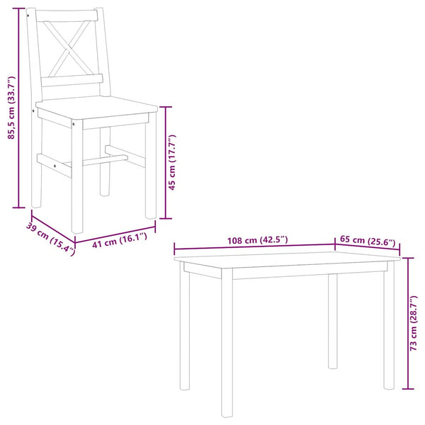 vidaXL 5-piece Dining Set White