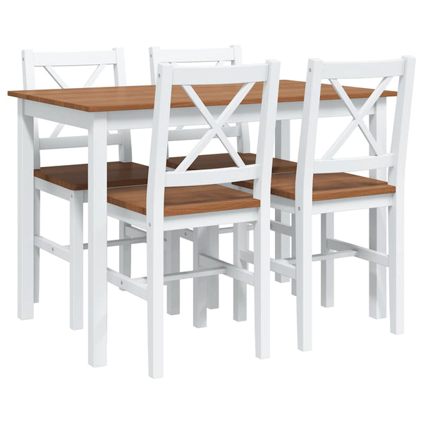 vidaXL 5-Piece Dining Set Brown and White