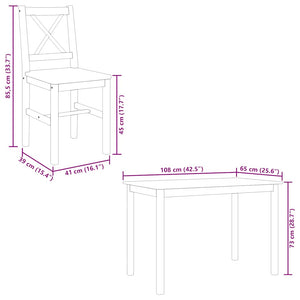 vidaXL 5-Piece Dining Set Brown and White