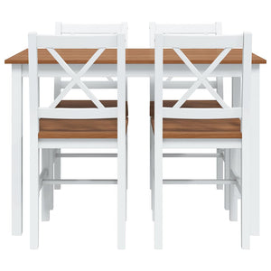 vidaXL 5-Piece Dining Set Brown and White