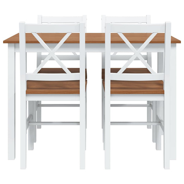 vidaXL 5-Piece Dining Set Brown and White