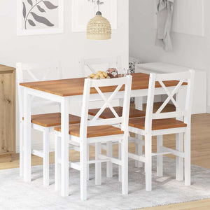 vidaXL 5-Piece Dining Set Brown and White