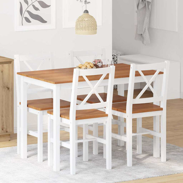 vidaXL 5-Piece Dining Set Brown and White