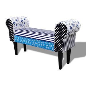 vidaXL Patchwork Bench Blue & White
