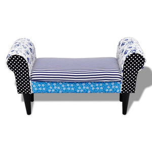 vidaXL Patchwork Bench Blue & White