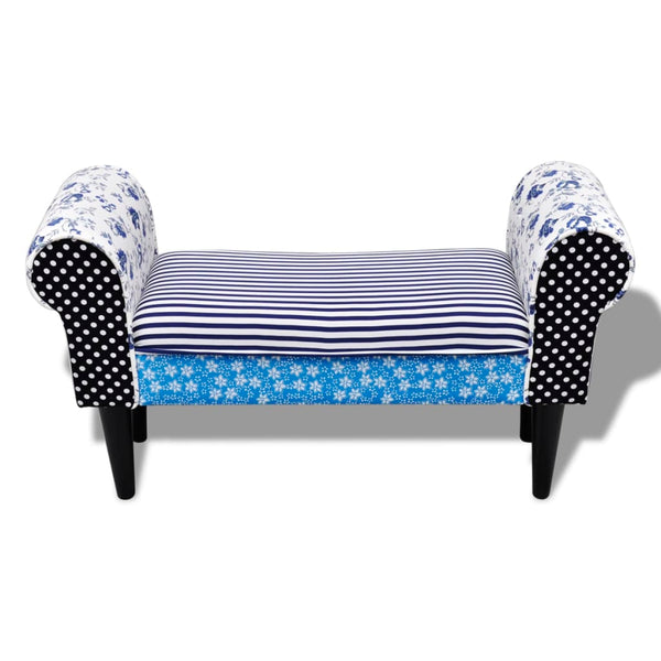 vidaXL Patchwork Bench Blue & White