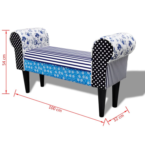 vidaXL Patchwork Bench Blue & White