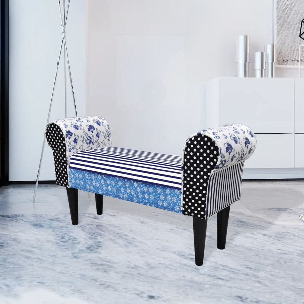vidaXL Patchwork Bench Blue & White