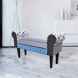 vidaXL Patchwork Bench Blue & White