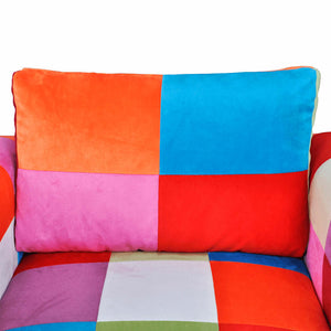 vidaXL Cube Armchair with Chrome Legs Patchwork Fabric