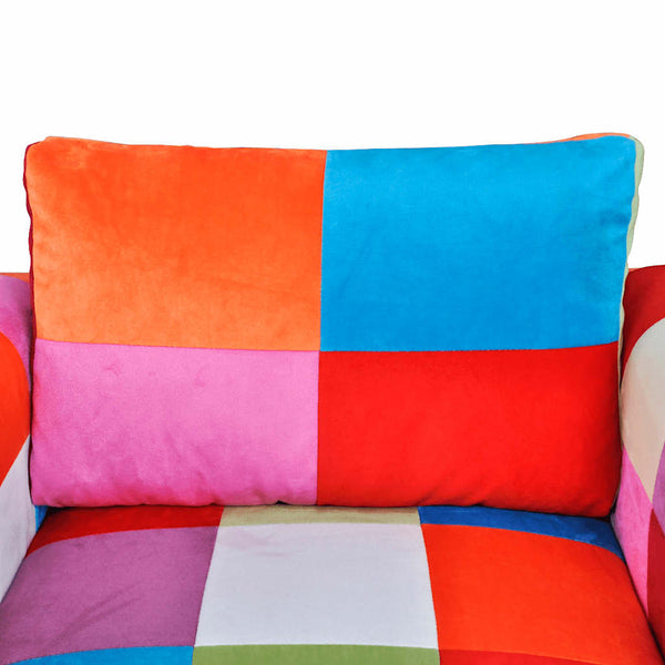 vidaXL Cube Armchair with Chrome Legs Patchwork Fabric
