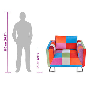 vidaXL Cube Armchair with Chrome Legs Patchwork Fabric