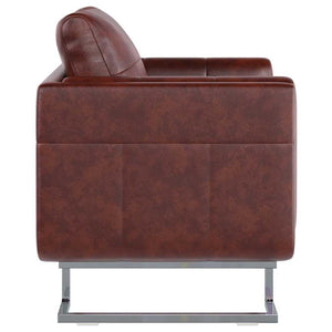 vidaXL Cube Armchair with Chrome Legs Brown Faux Leather