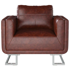 vidaXL Cube Armchair with Chrome Legs Brown Faux Leather