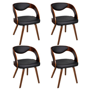 vidaXL Dining Chairs 4 pcs Brown Bentwood and Faux Leather