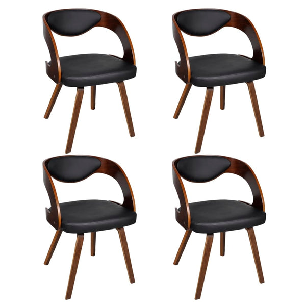 vidaXL Dining Chairs 4 pcs Brown Bentwood and Faux Leather