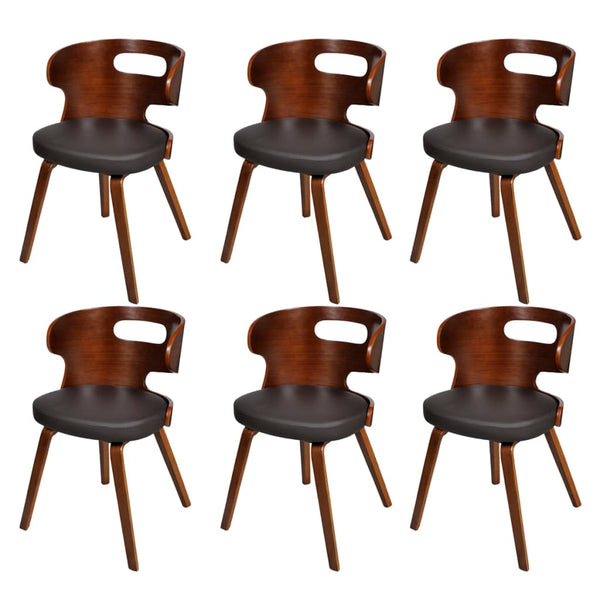 vidaXL Dining Chairs 6 pcs Brown Faux Leather