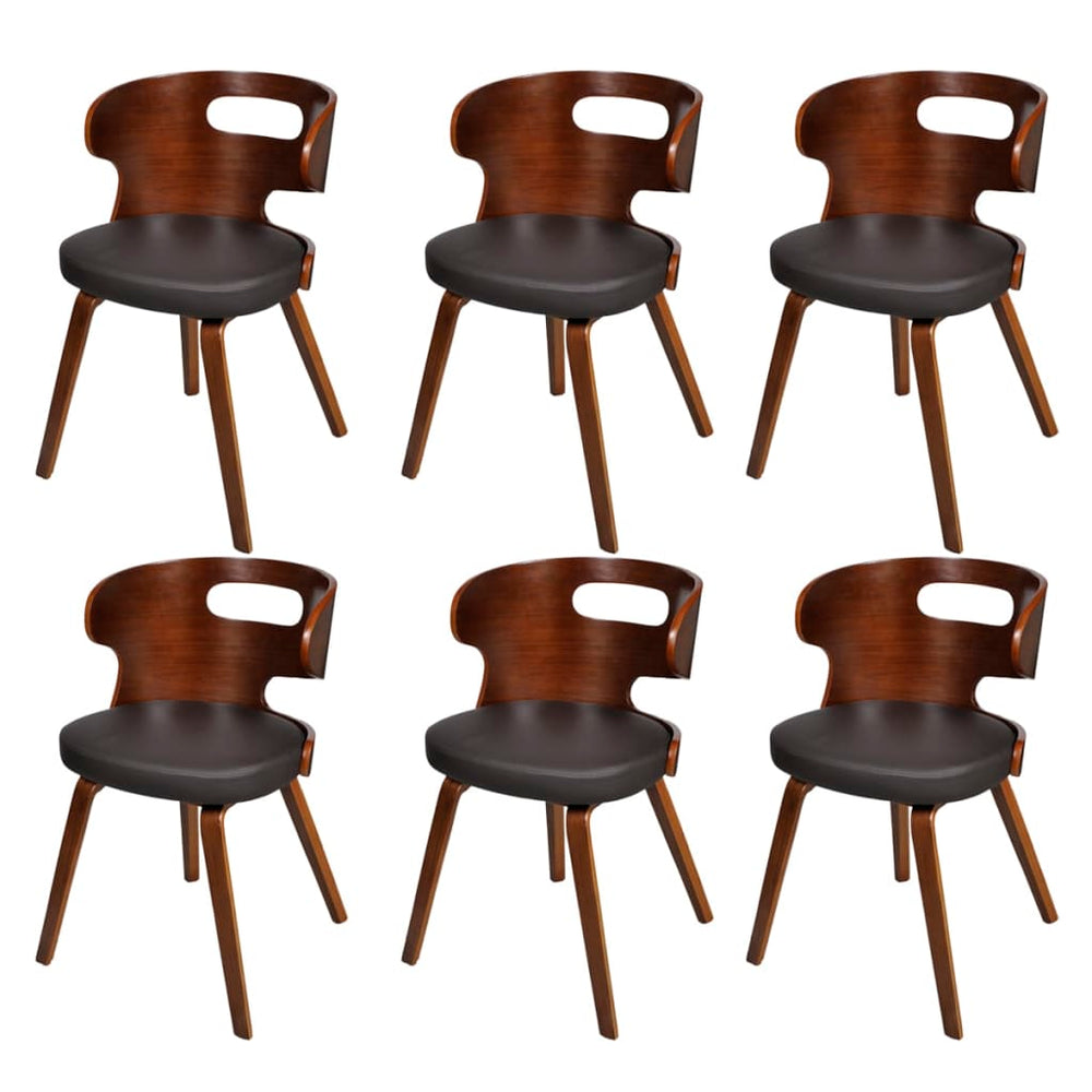 vidaXL Dining Chairs 6 pcs Brown Faux Leather