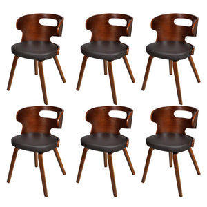 vidaXL Dining Chairs 6 pcs Brown Faux Leather