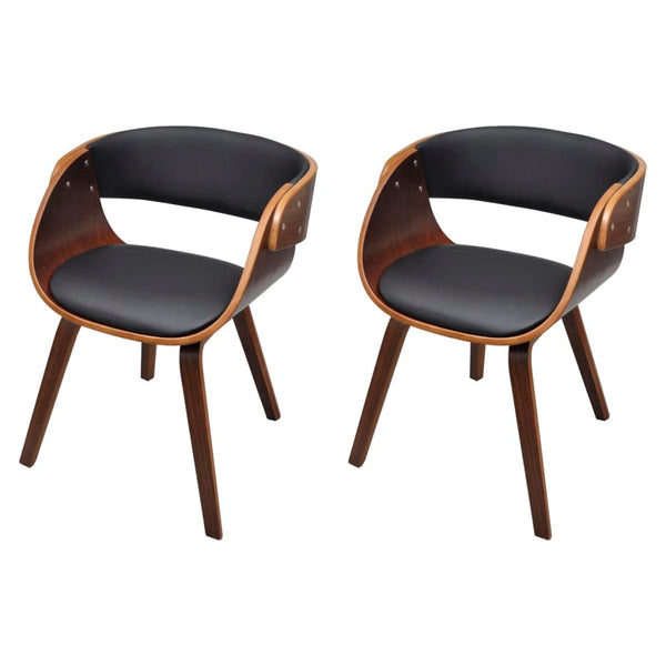 vidaXL Dining Chairs 2 pcs Brown Bentwood and Faux Leather