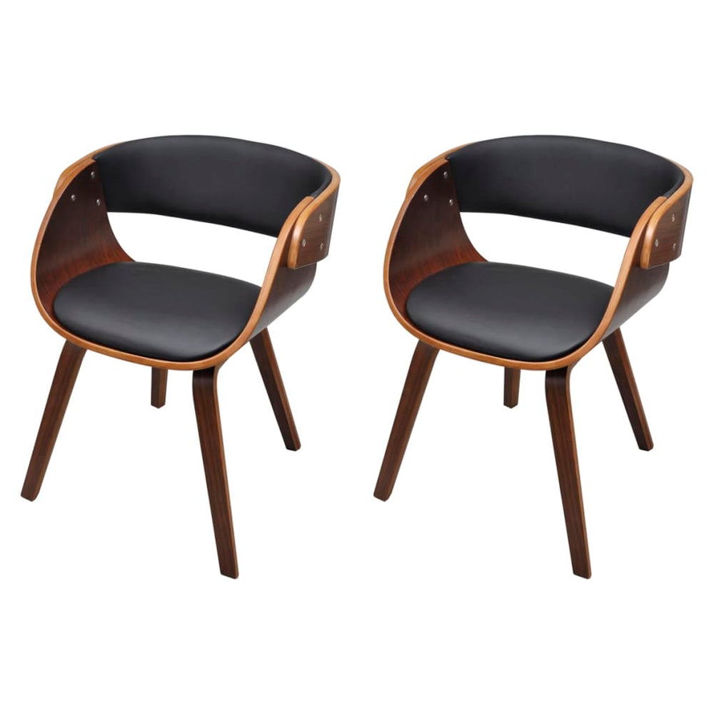 vidaXL Dining Chairs 2 pcs Brown Bentwood and Faux Leather