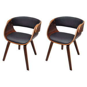 vidaXL Dining Chairs 2 pcs Brown Bentwood and Faux Leather