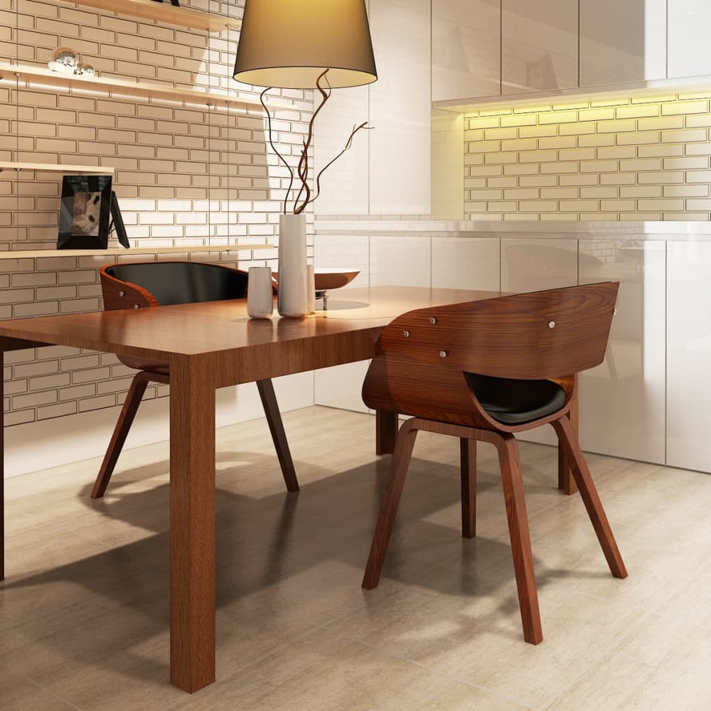 vidaXL Dining Chairs 2 pcs Brown Bentwood and Faux Leather
