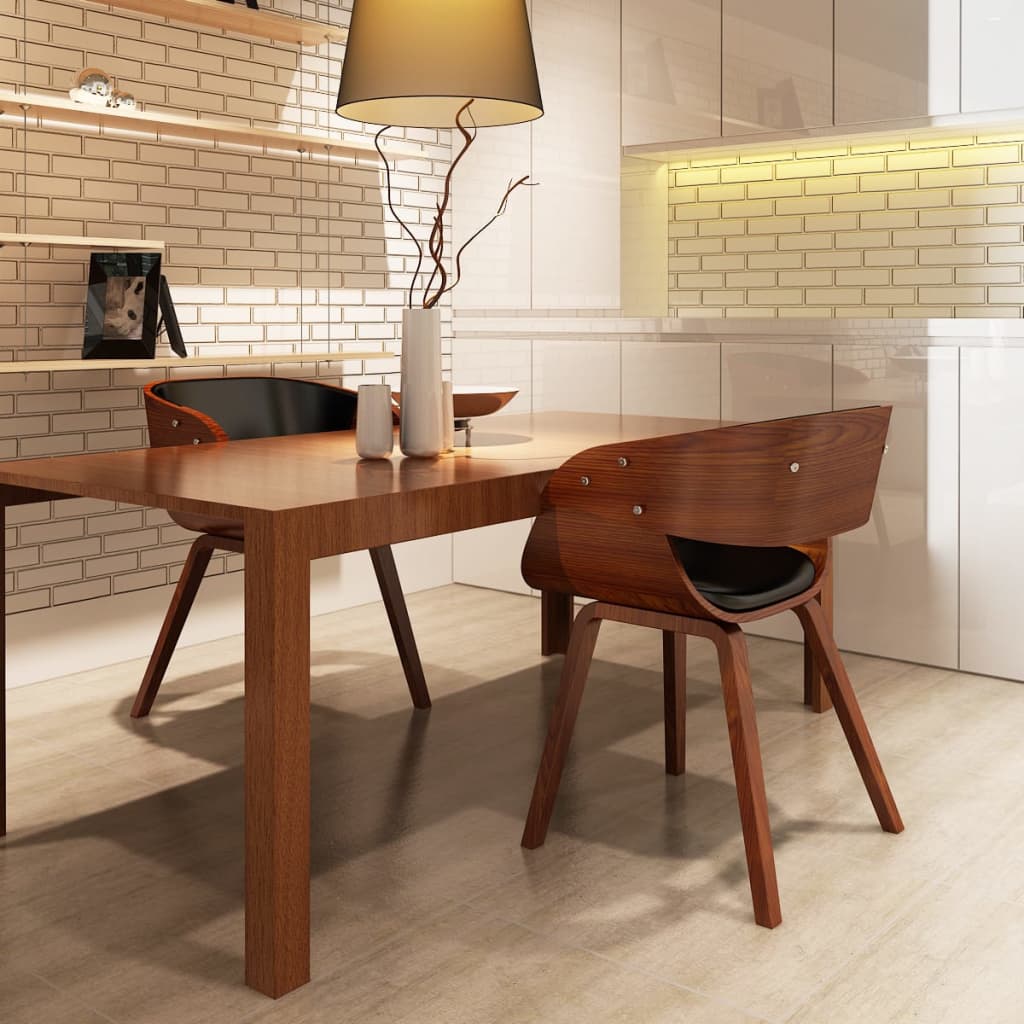 vidaXL Dining Chairs 2 pcs Brown Bentwood and Faux Leather