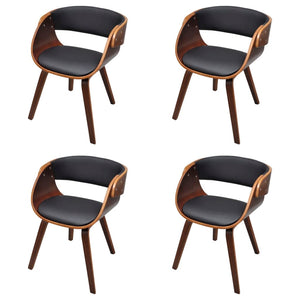 vidaXL Dining Chairs 4 pcs Brown Bentwood and Faux Leather