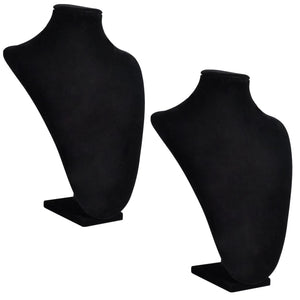 vidaXL Jewelry Display Bust Flannel Black 23x11.5x30 cm 2 pcs