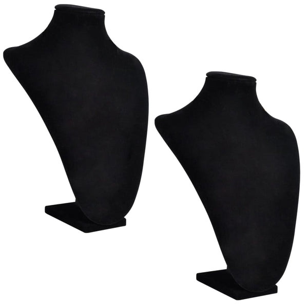 vidaXL Jewelry Display Bust Flannel Black 23x11.5x30 cm 2 pcs