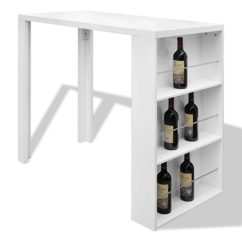 vidaXL Bar Table with Wine Rack MDF High Gloss White