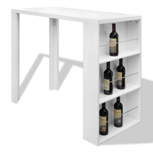 vidaXL Bar Table with Wine Rack MDF High Gloss White