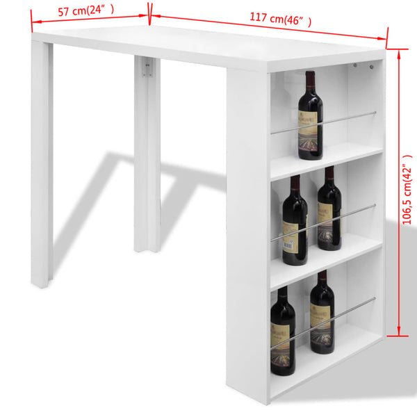 vidaXL Bar Table with Wine Rack MDF High Gloss White