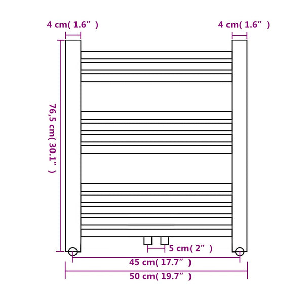 Towel Radiator Hot Water Straight 500x764 mm