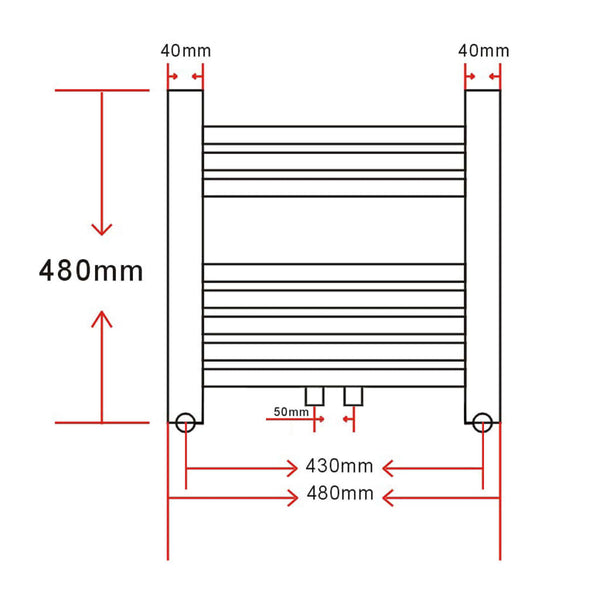 vidaXL Curved Bathroom Radiator Towel Rail 480x480 mm