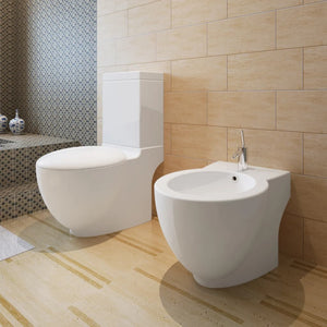 vidaXL Toilet and Bidet Set White Ceramic