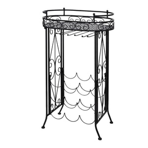 vidaXL Wine Rack for 9 Bottles with Stemware Holder Metal