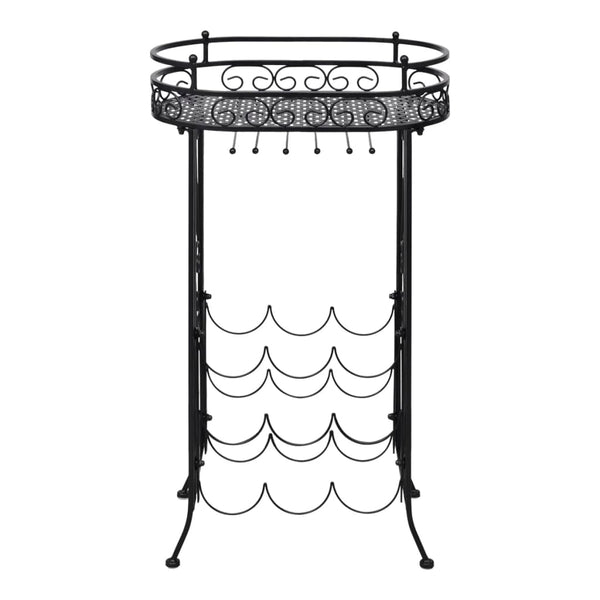 vidaXL Wine Rack for 9 Bottles with Stemware Holder Metal