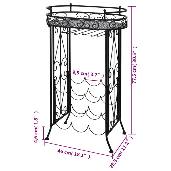 vidaXL Wine Rack for 9 Bottles with Stemware Holder Metal