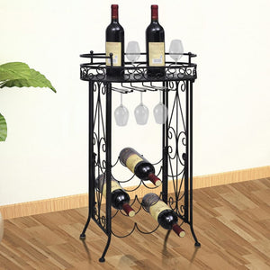 vidaXL Wine Rack for 9 Bottles with Stemware Holder Metal